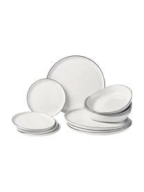 Broste Copenhagen Handgemachtes Geschirr-Set Salt Aus Porzellan, 4 Personen (12-tlg.)