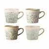 HKliving Handgemachte Tassen 70's, 4 Stück