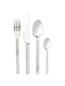 Jotex Silbernes Besteck-Set Lexi Mit Rillenstruktur Am Griff, 6 Personen (24-tlg.)